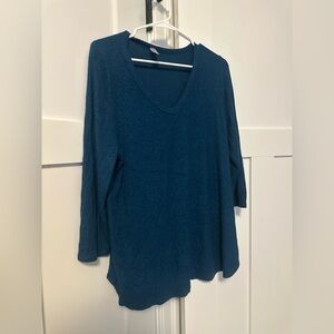 Honeyme Blue 3/4 Sleeve Relaxed T-Shirt